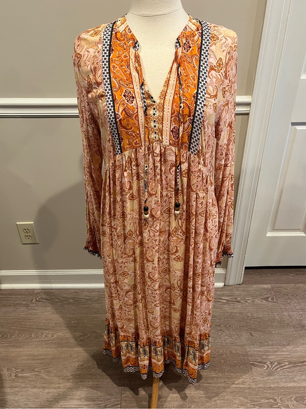Umgee Paisley Long Sleeve Boho Dress